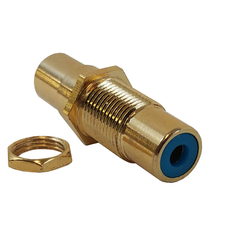 RCA to Female Bulkhead, Gold Plated - Blue