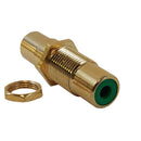 RCA Female to Female Bulkhead, Gold Plated - Green