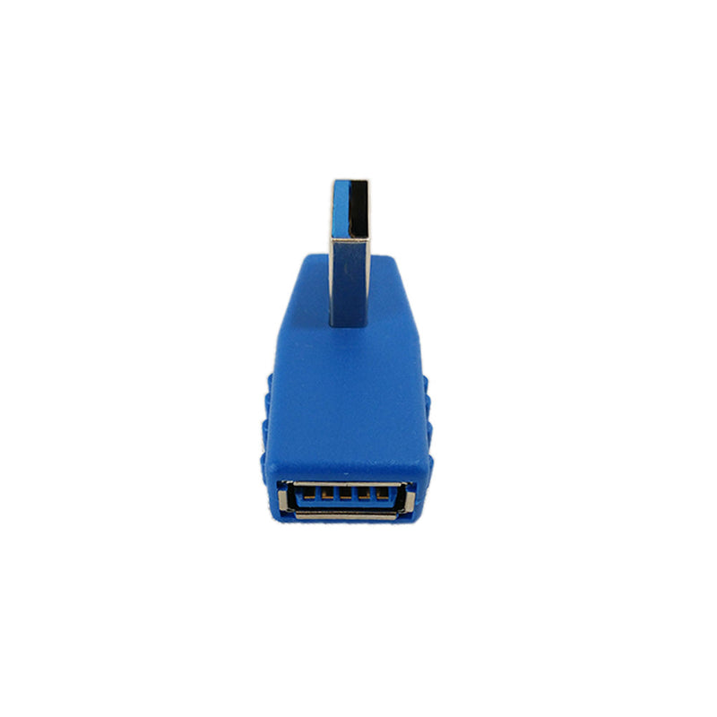 USB 3.0 Left Angle Male to A Female Adapter - Blue