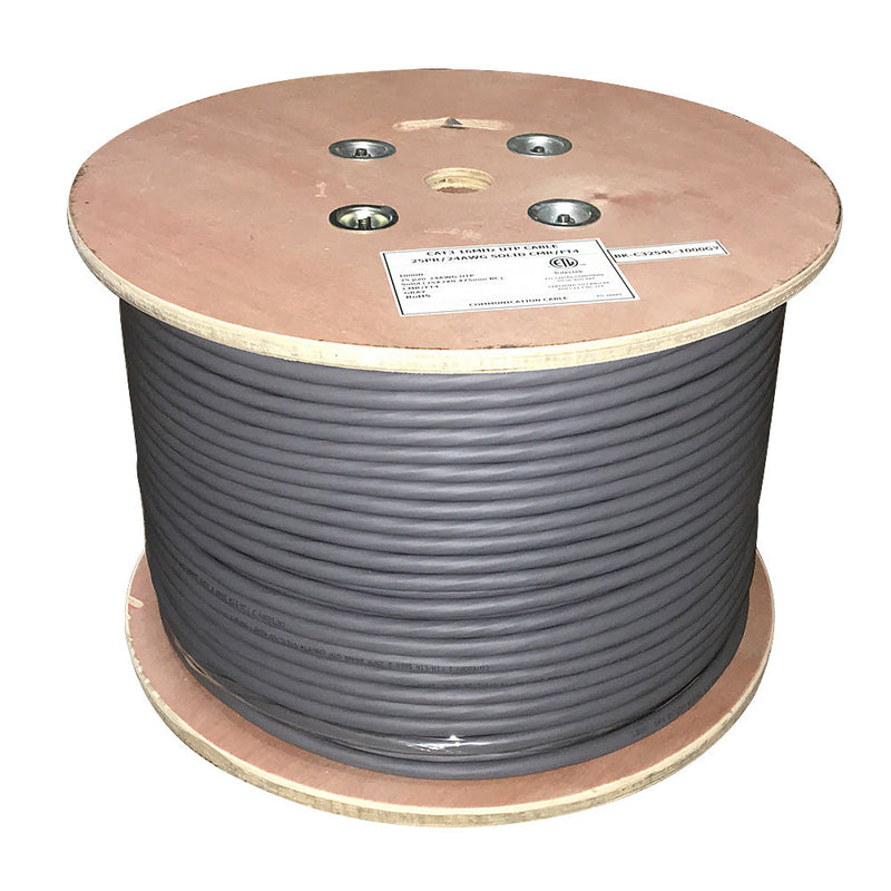 1000ft 25 Pair CAT3 Solid UTP FT4/CMR/CL3 Bulk Cable - Grey