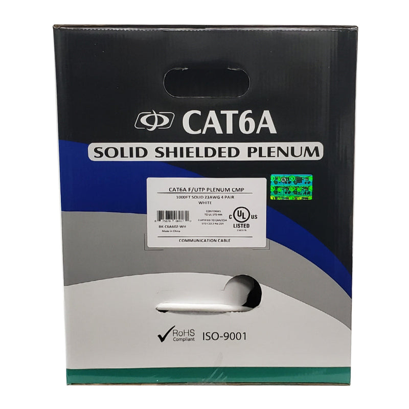 1000ft CAT6A Solid F/UTP 650MHz 23AWG CMP Plenum Bulk Cable