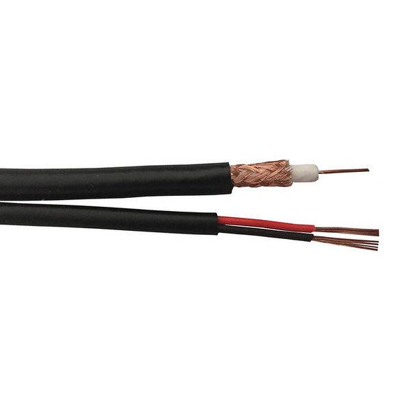 500ft RG59 20AWG BC 95% Braid + 2C 18AWG CCA Siamese Bulk Cable CMR - Black