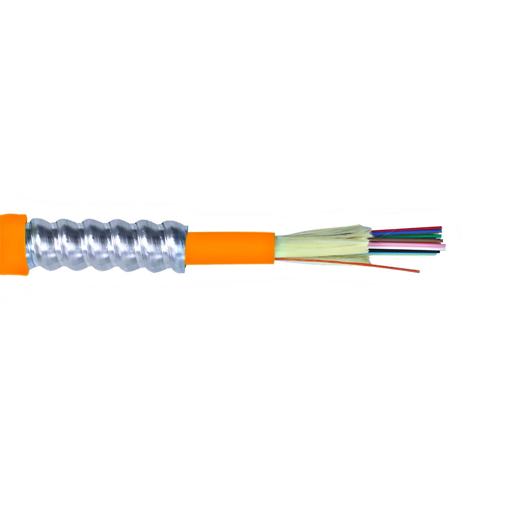 OM1 Multimode 62.5 Micron Armored (Corning InfiniCor) - OFCP Plenum Fiber Bulk Cable (per meter) - 12-strand