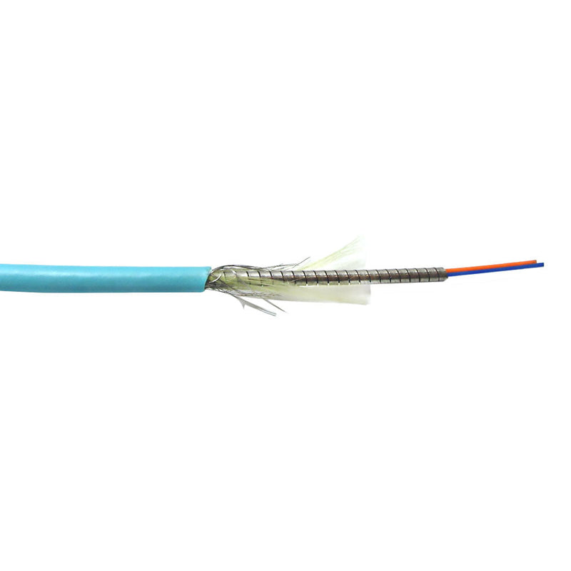 2-Fiber 50 Micron Multimode OM3 Mini-Armored Corning ClearCurve Plenum Per Meter - Aqua