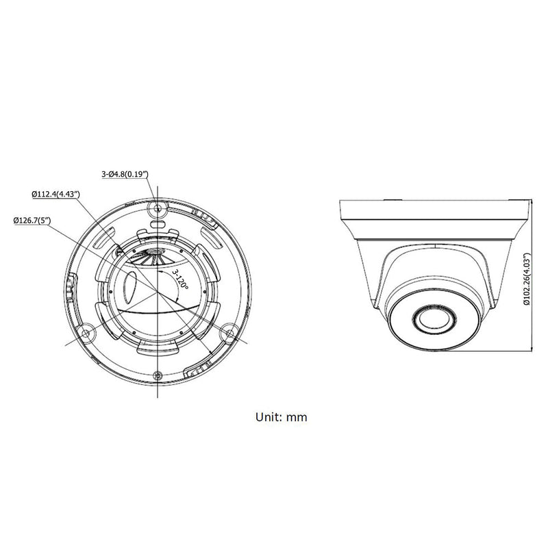 2MP Turret TVI Camera 2.8mm Fixed Lens Ultra Lowlight IR with 130ft Range Outdoor IP67 Rated - Grey