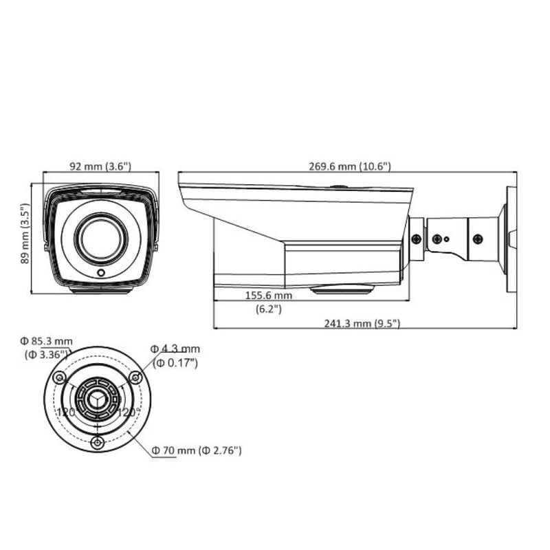 2MP Bullet TVI Camera Varifocal Lens Ultra Lowlight IR with 130ft Range Outdoor IP67 Rated - White