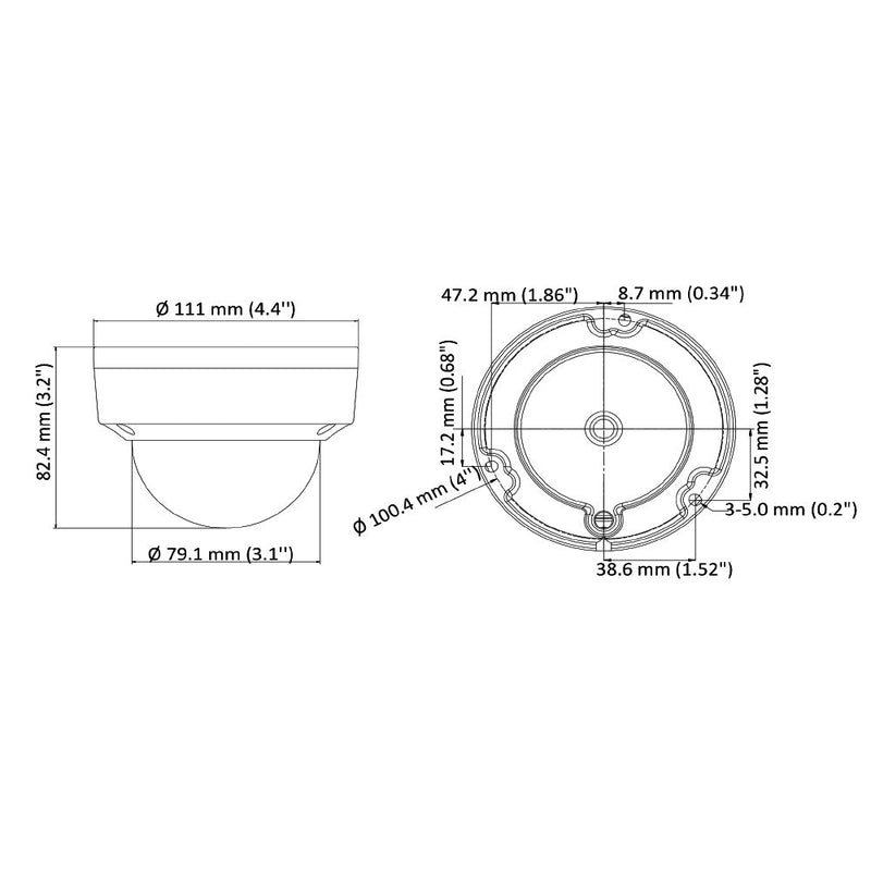 2MP Dome TVI, CVI, AHD, CVBS Camera 2.8mm Fixed Lens Ultra Lowlight IR with 30m Range - IP67 Rated