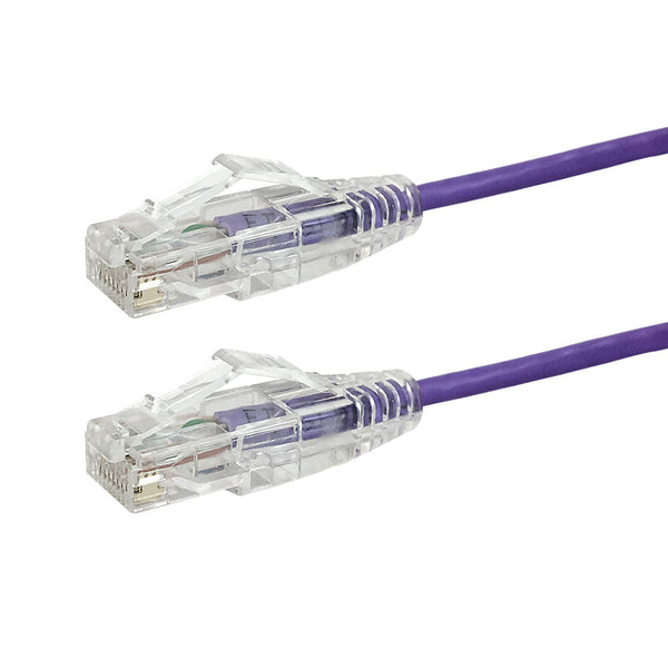 RJ45 Cat6 UTP Ultra-Thin Patch Cable - Premium Fluke® Patch Cable Certified - CMR Riser Rated - Purple