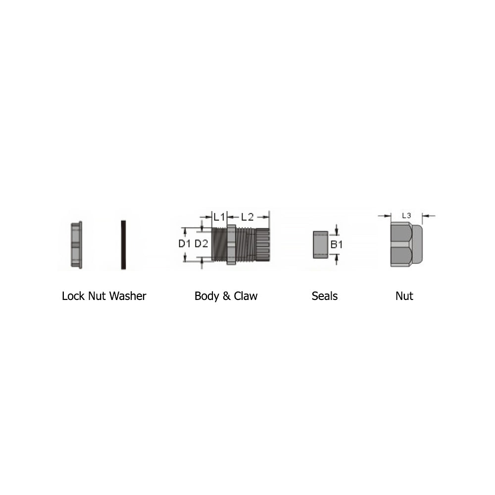 Cable Gland M25x1.5 Thread - Cable OD 11~17mm - IP68 - Black