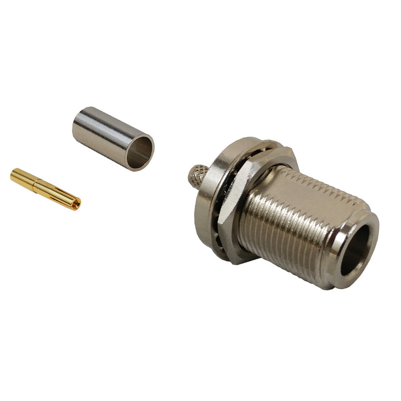 N-Type Female Bulkhead Crimp Connector for RG58 LMR-195 50 Ohm