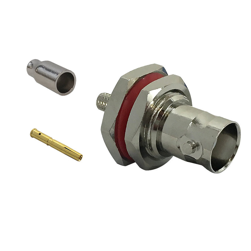 BNC Female Bulkhead Crimp Connector for RG174 LMR-100 50 Ohm