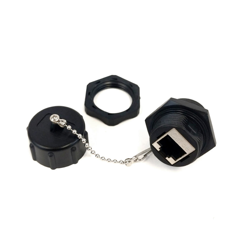 Cat5e to RJ45 Female Shielded Bulkhead Coupler Waterproof IP68 Rated - Black