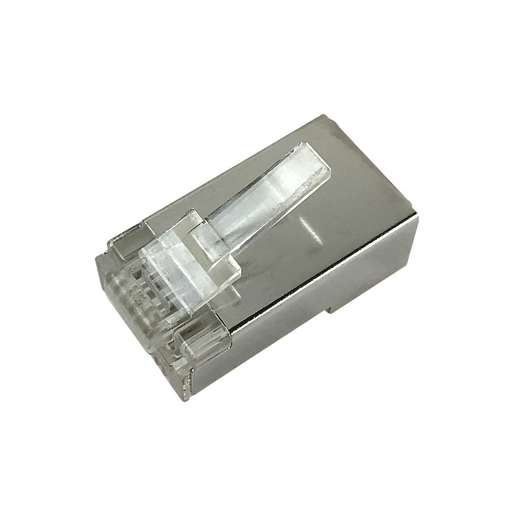 RJ45 1 Piece Cat6 Plug Shielded for Round Cable (Solid or Stranded) (8P 8C) - Pack of 50