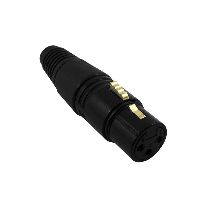 XLR Female Solder Connector - Black, Gold Plated