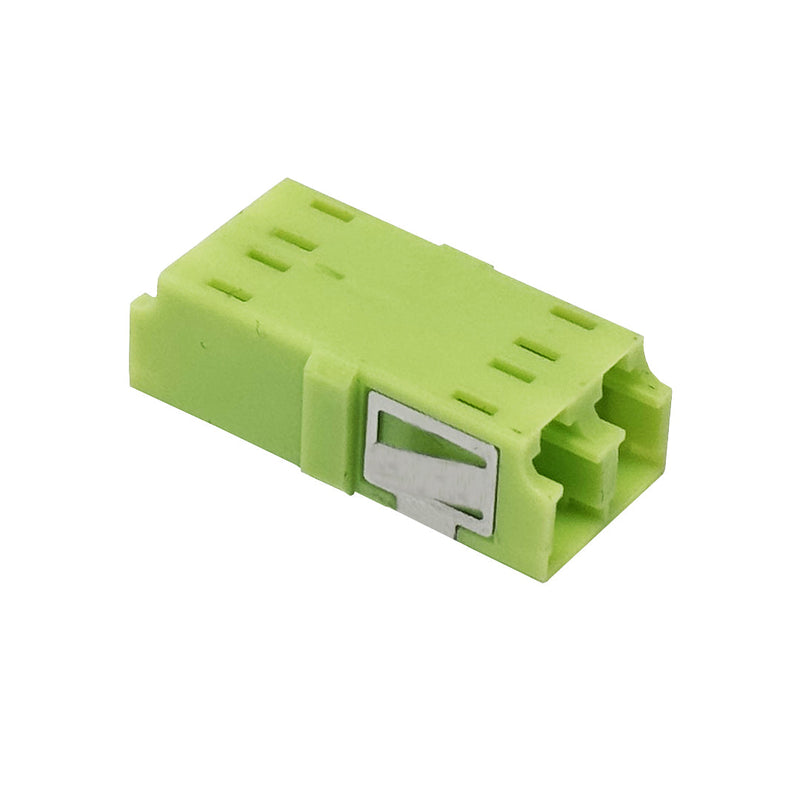 LC/LC Fiber Coupler F/F Multimode OM5 Duplex Ceramic Reduced Flange - Lime Green