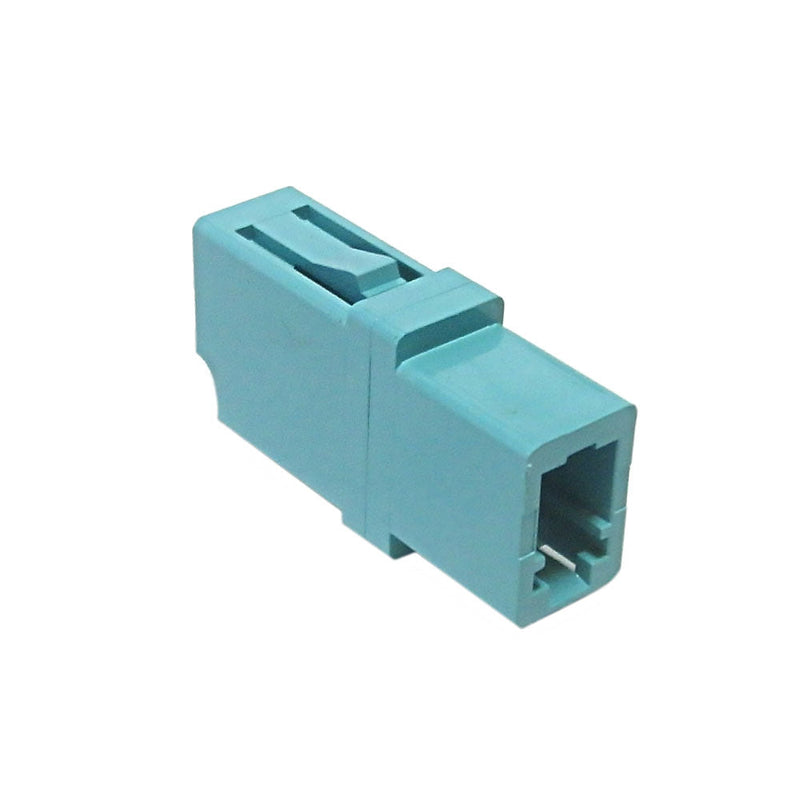 LC/LC Fiber Coupler F/F Multimode 50 Micron 10gig OM3/OM4 Simplex Ceramic, Aqua