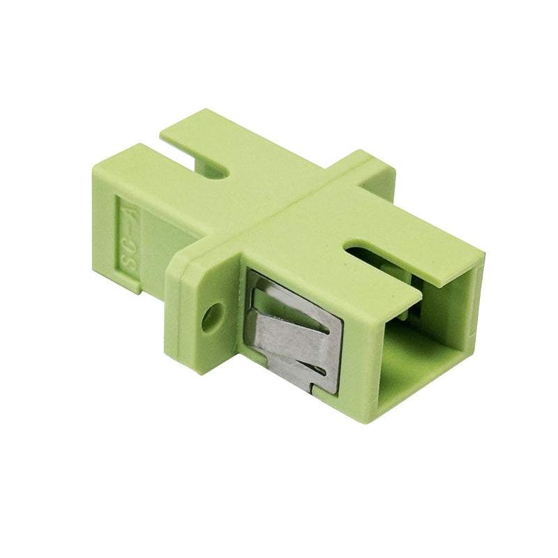 SC/SC Fiber Coupler F/F Multimode OM5 Simplex Ceramic Panel Mount - Lime Green