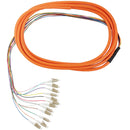 3m LC/PC 12-Fiber OM1 Multimode Simplex 62.5 micron - 900um Jacketed Pigtail - 19inch Fan-Out - OFNR