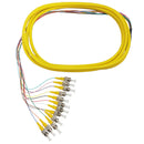 3m ST/UPC 12-Fiber OS2 Singlemode Simplex 9 micron - 900um Jacketed Pigtail - 19inch Fan-Out - OFNR