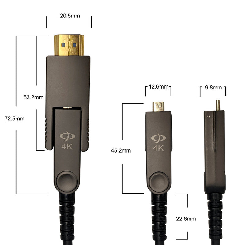 AOC 2.0 Active Optical HDMI High Speed with Detachable Head 4K@60Hz 18Gbps HDR Cable - CMP Plenum Rated