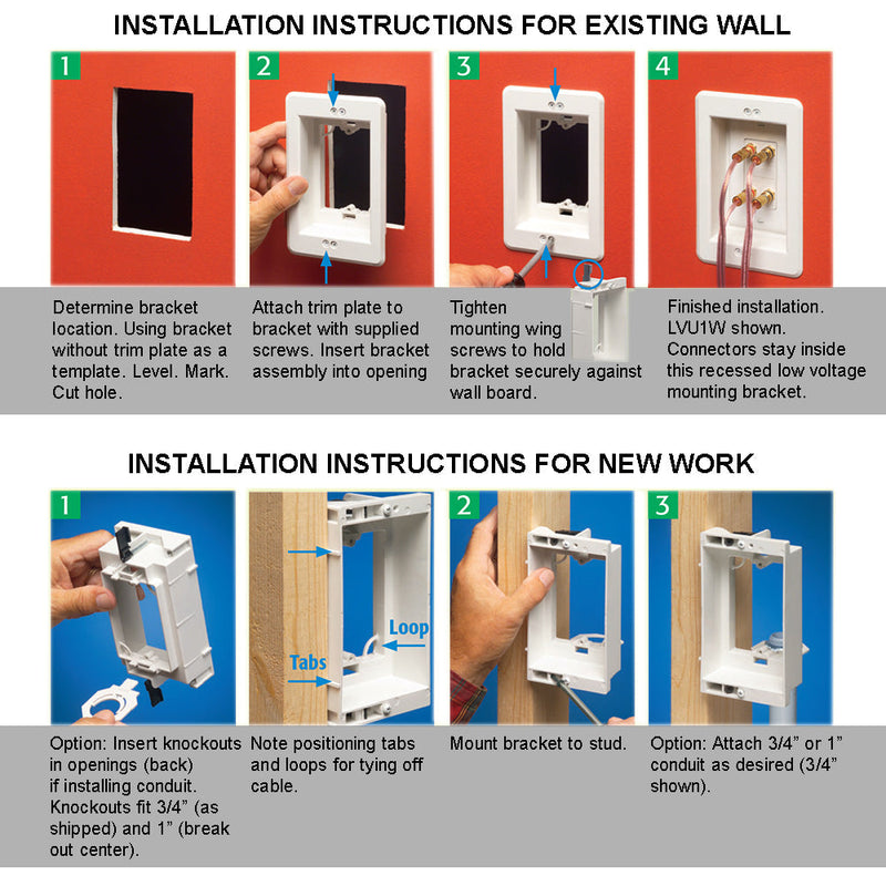 Recessed Drywall Clip - Plastic, Double Gang, Pre/Post Construction