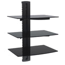 Media Player - A/V Component Wall Mount Triple Shelf, Glass - Black