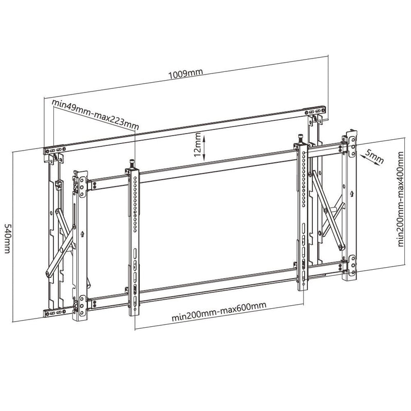 Super Slim Video Wall TV Mount Bracket, Portrait or Landscape Fits Sizes 46-52 inches - Maximum VESA 600x400