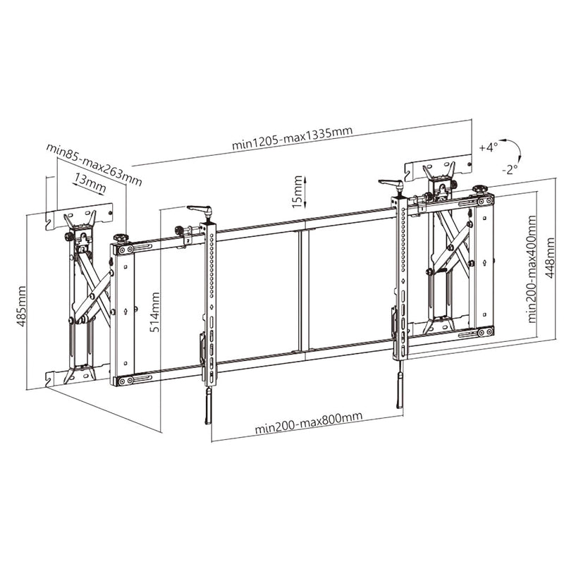 Video Wall TV Mount Bracket Fully Adjustable Quick Assembly Fits Sizes 56-60 inches - Maximum VESA 800x400