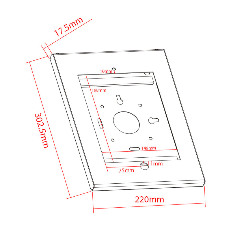 Anti-Theft Security Tablet Mount for iPad 2, 3, 4 & iPad Air, Air 2 - Black