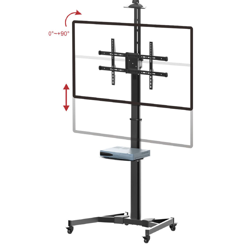 TV Cart with Shelf - Tilt, Pivot, Adjustable Height - Fits Sizes 37-70 inches, Maximum VESA 600x400