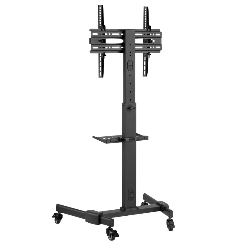 TV Cart with Shelf - Tilt, Adjustable Height - Fits Sizes 32-55 inches, Maximum VESA 400x400