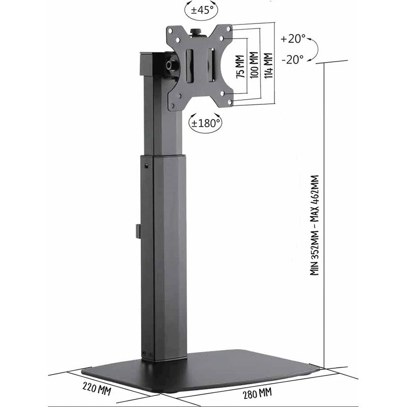 Desktop Monitor Stand, Full Motion, Single Screen, VESA 100x100 (17-32 inch)