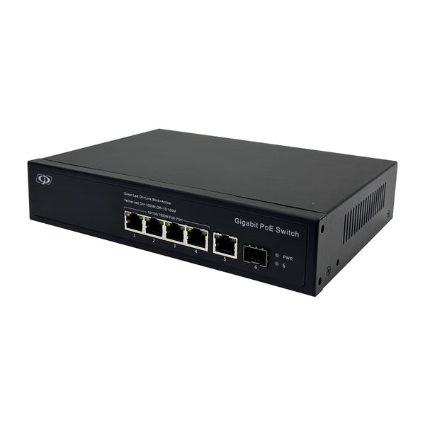 4-Port Gigabit 120W PoE+ Switch + 1-Port RJ45 Uplink + 1-Port SFP - Desktop - Unmanaged - IEEE 802.3at/af