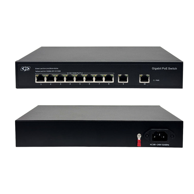 8-Port Gigabit 120W PoE+ Switch + 2-Port RJ45 Uplink - Desktop - Unmanaged - IEEE 802.3at/af