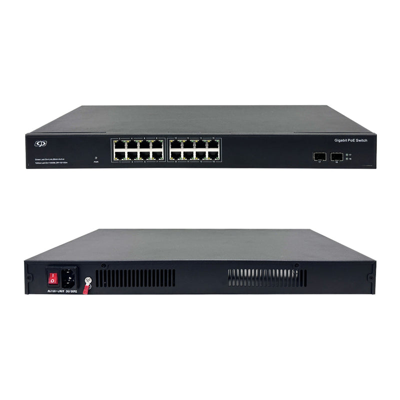 16-Port Gigabit 275W PoE+ Switch + 2-Port SFP Uplink - Desktop/Rack Mount - Unmanaged - 1U - IEEE802.3af/at