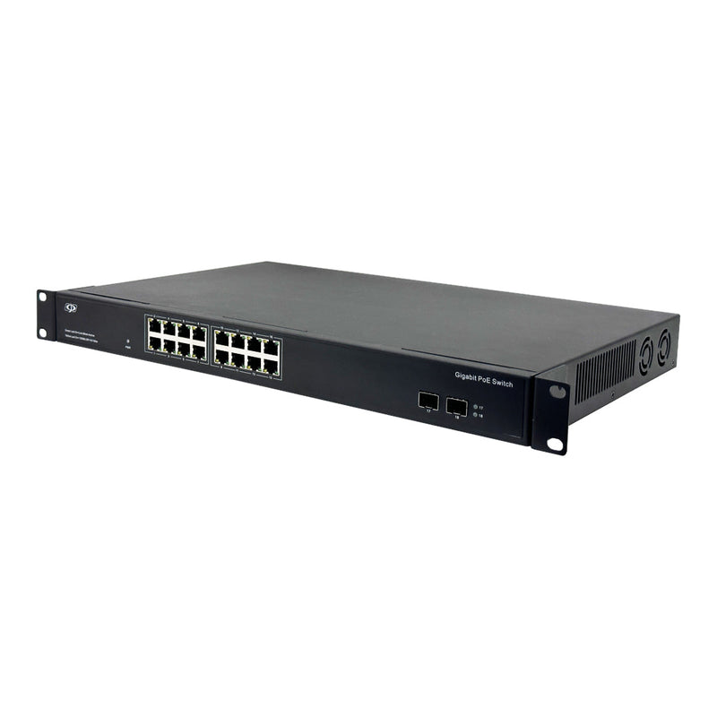 16-Port Gigabit 275W PoE+ Switch + 2-Port SFP Uplink - Desktop/Rack Mount - Unmanaged - 1U - IEEE802.3af/at