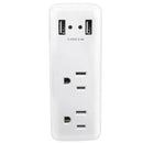 2 Outlet Power Tap w/ 2 USB Charging Ports - White