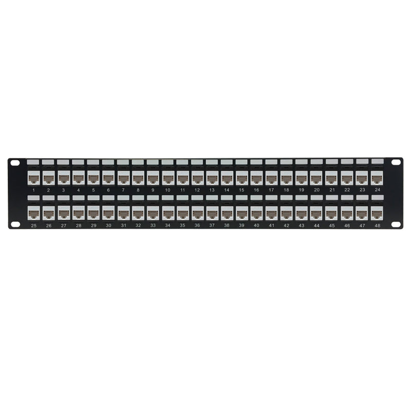 48-Port Cat6a Patch Panel, 19" Rackmount 2U - Pass-Through