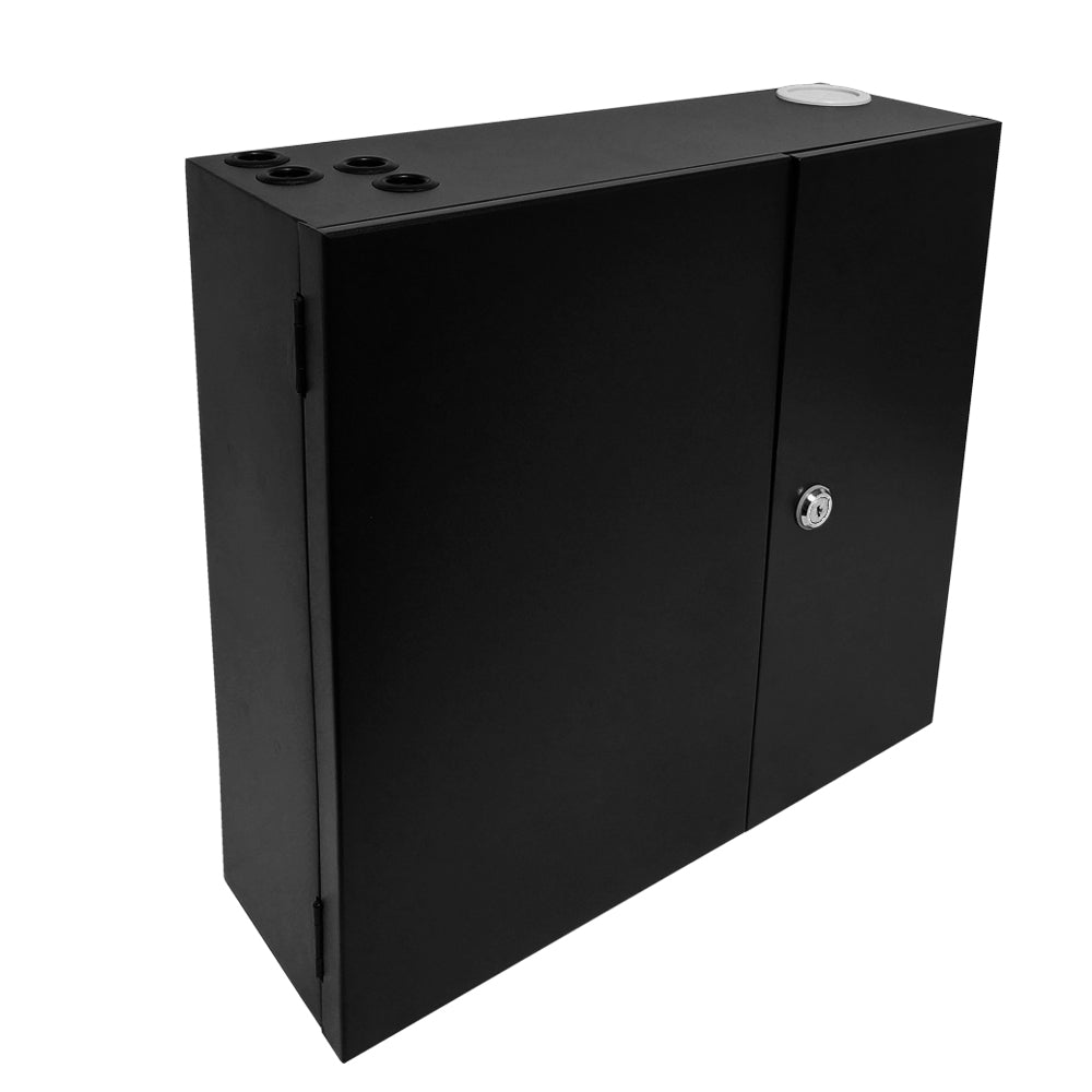Indoor Wall Mounted Fiber Optic Distribution Box (48 Couplers Maximum) - Black
