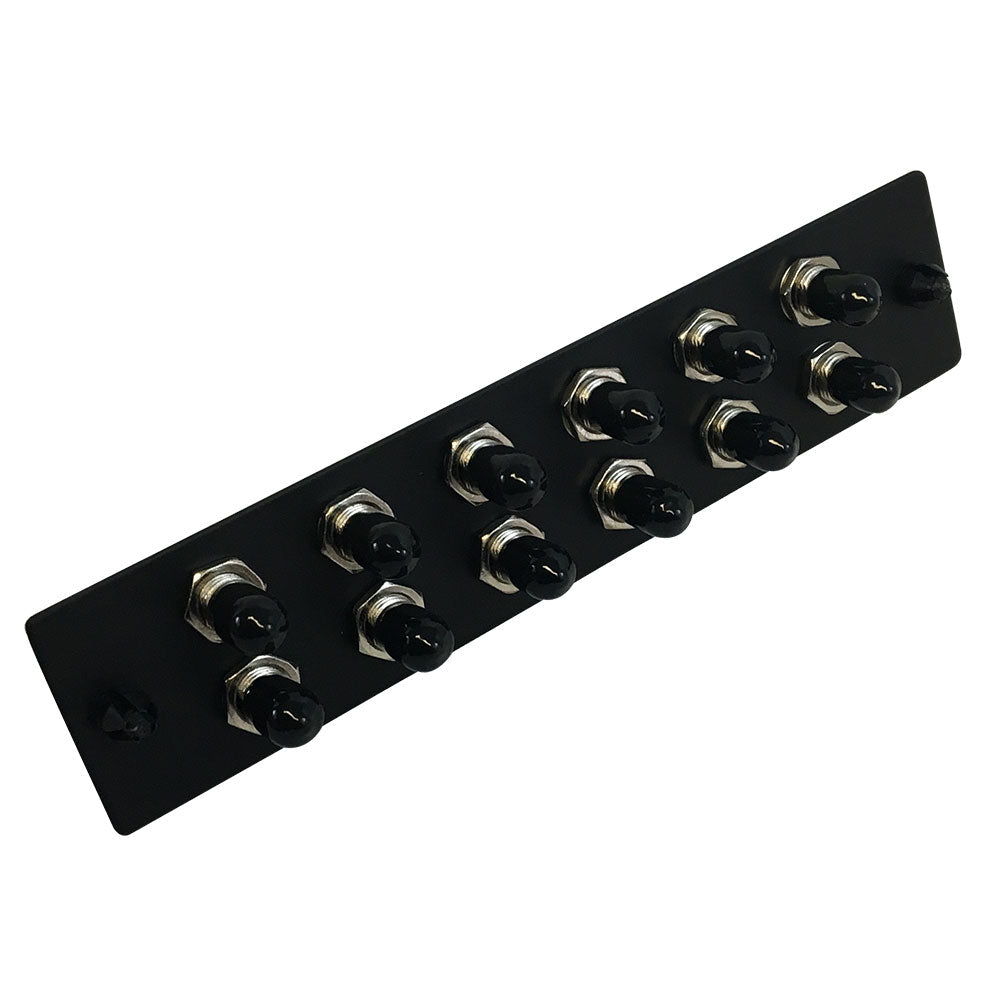 Loaded Adapter Panel with 12x Simplex ST/UPC SM/MM (Non-LGX) - Black