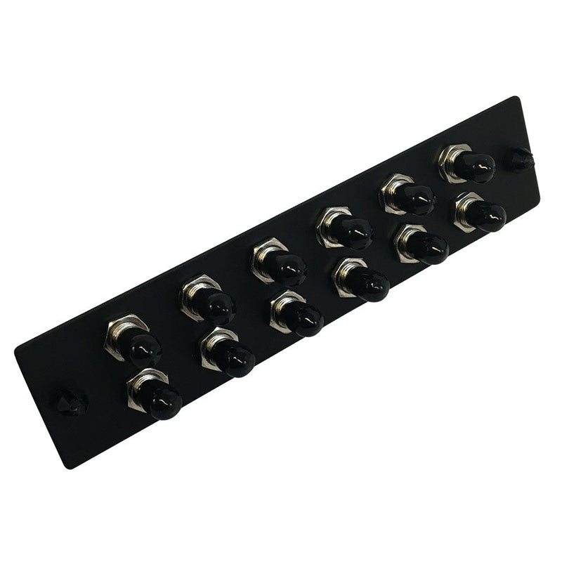 Loaded Adapter Panel with 12x Simplex ST/UPC SM/MM - Black