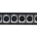 12-Port XLR Female + 4-port XLR Male patch panel, 19 inch rackmount 1U