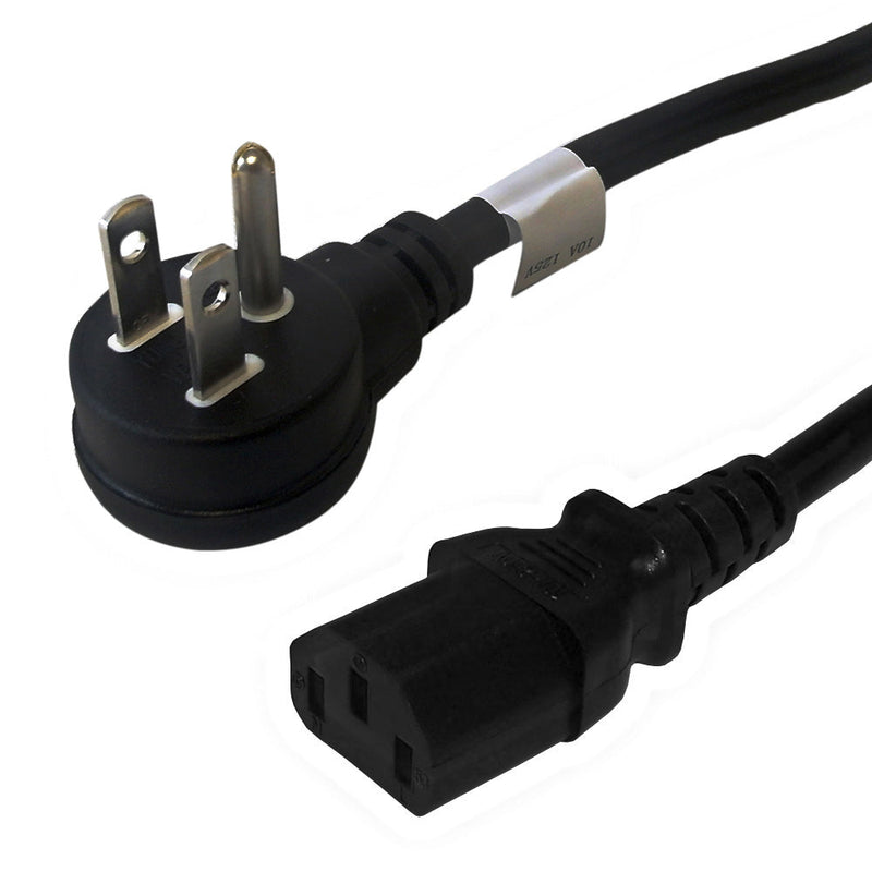 NEMA 5-15P Down Angle to IEC C13 Power Cable - SJT