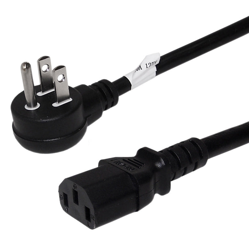 NEMA 5-15P Up Angle to IEC C13 Power Cable - SJT