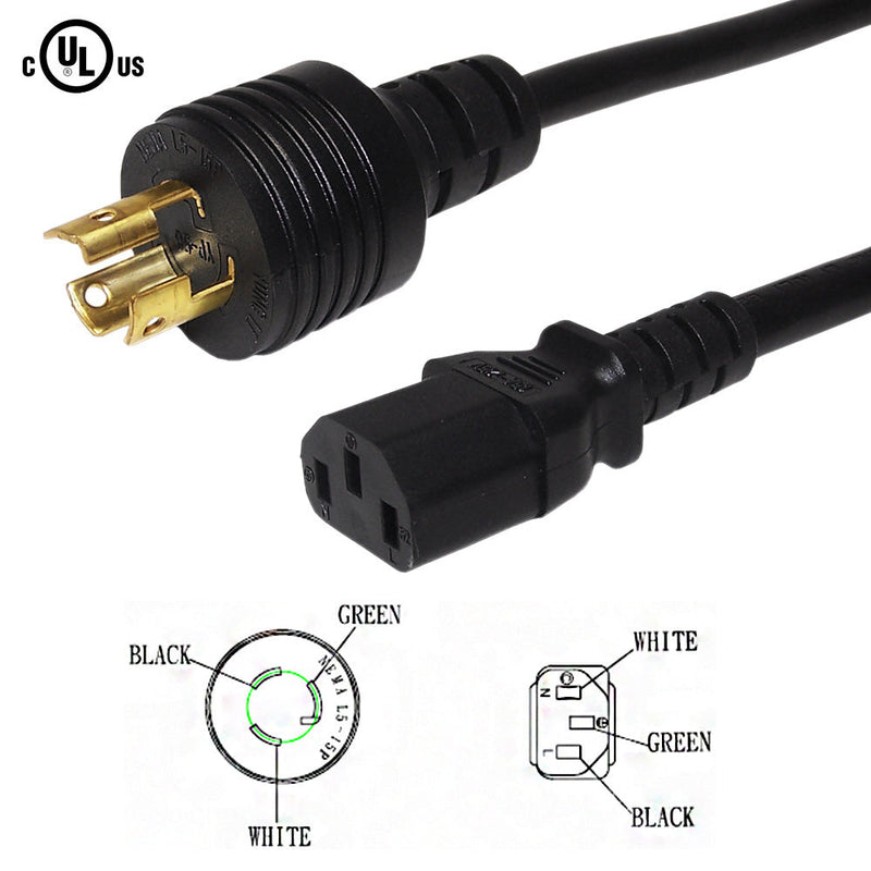 NEMA L5-15P to IEC C13 Power Cable - SJT