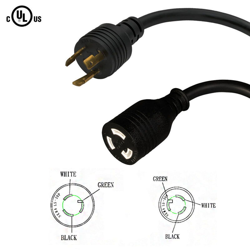 L5-20P to NEMA L5-20R Power Cable - SJT