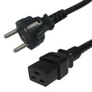 SCHUKO CEE 7/7 (Euro) to C19 - H05VV-F 1.5 (15A 250V) Power Cord- 2m