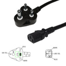 BS546 (India) to IEC C13 - YY 1.0 (10A 250V) Power Cord - 2m