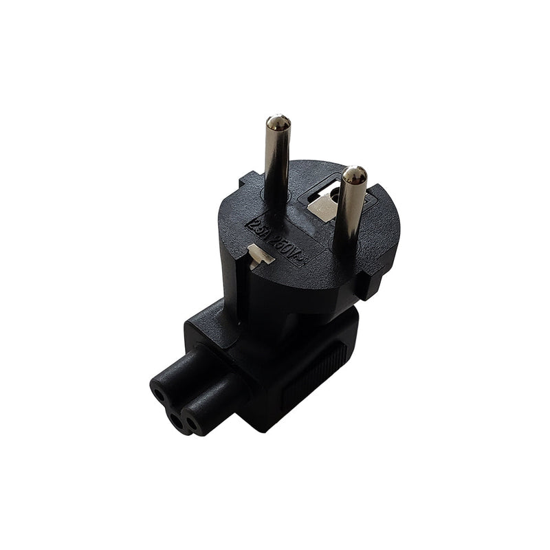 Schuko CEE 7/7 Euro Plug to C5 Power Adapter Down Angle