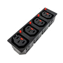 C13 Locking Receptacle - 4 Tier - 6.3mm Terminal, 1.5mm Panel Thickness - Black (IEC-Lock Part